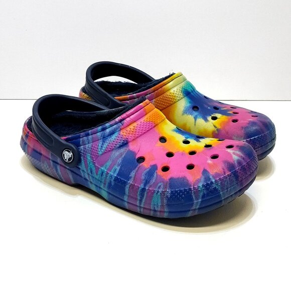 Crocs Dual Comfort Classic Lined Tie-Dye Clog Fleece Lining Unisex Men 8 WMNS 10 main image 6